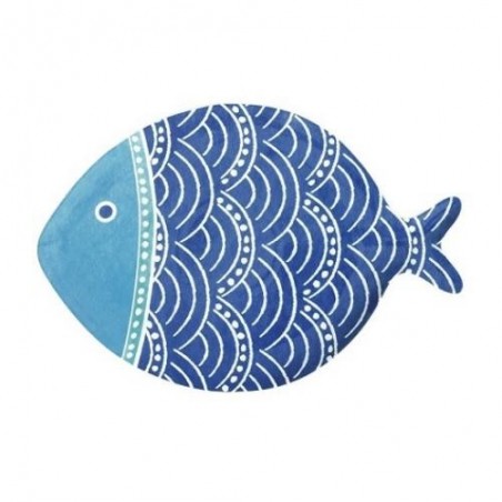 PLATO PESCADO PEQUEÑO 27X19CM PORCELANA AZUL