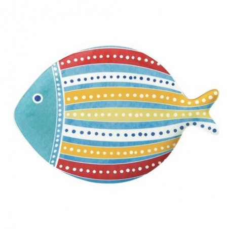 PLATO PESCADO PEQUEÑO 27X19CM PORCELANA ROJO